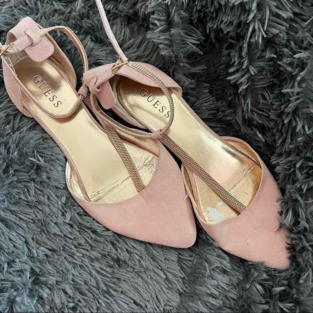 Guess Pink Pointed Flat with Chain
